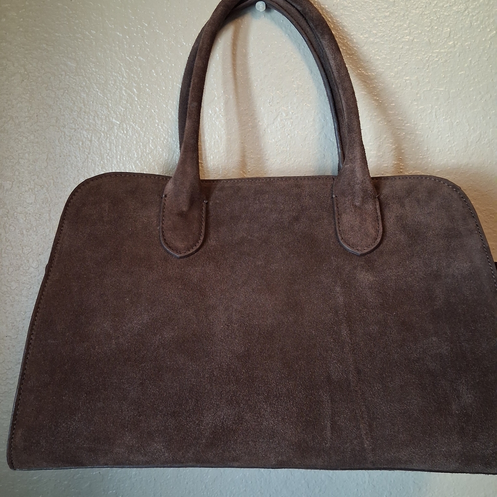 Zara Brown Suede Women's Satchel - Picture 2 of 4